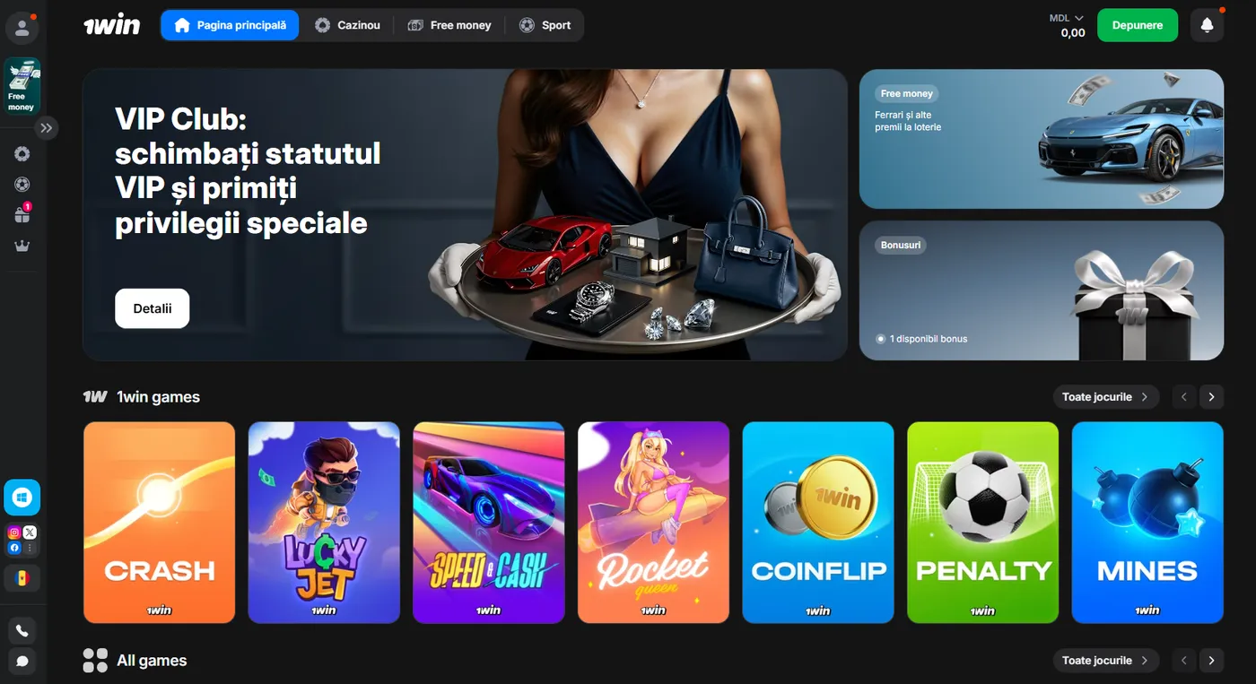 Funcționalități principale ale aplicației 1win
